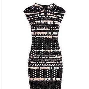 Cap Sleeve Sheath Dress (Black and Blush)